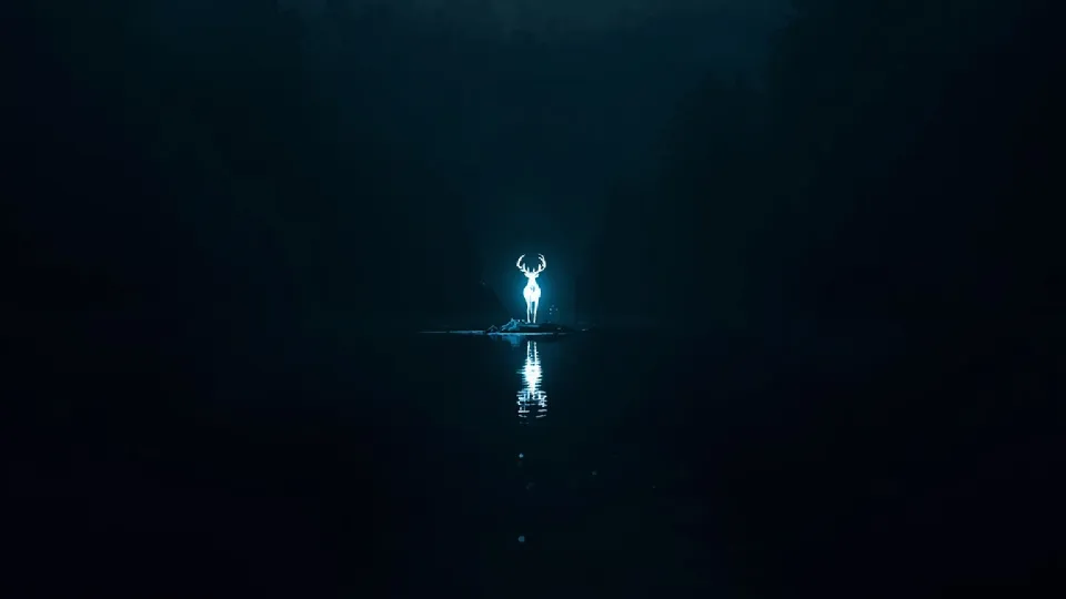 deer lake reflection with light source